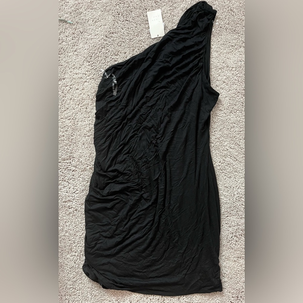 NWT A New Day One Shoulder Side Cinched Black Fitted Dress - Size XXL